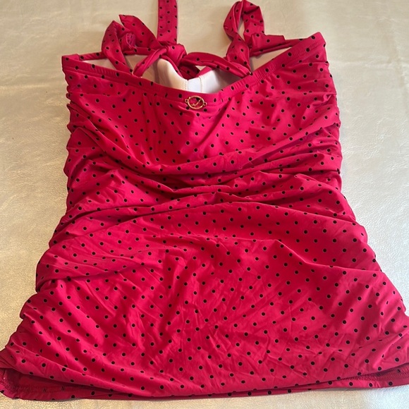 Jantzen Red and Black One Piece Swimsuit with Ruched Detailing - Picture 2 of 7